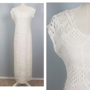 ROUTE 66 Open Knit Maxi Dress Sz XS Boho Feminine